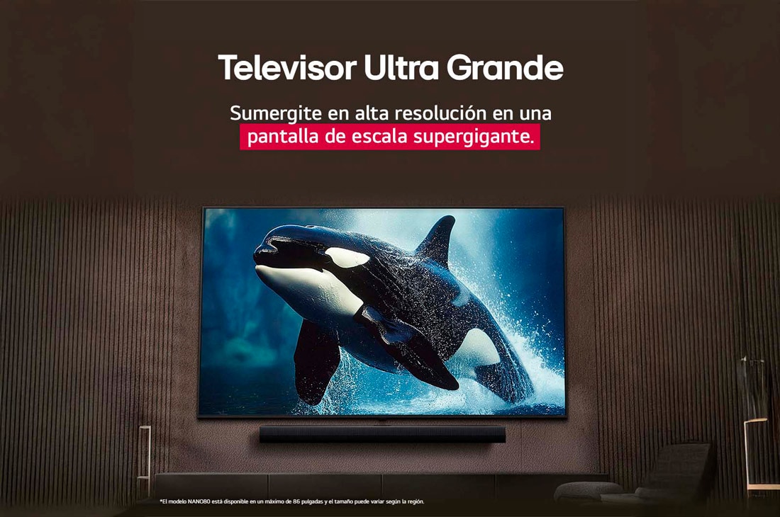LG TV LG NanoCell AI 65'' │ UHD 4K │ Procesador Alpha 7 4K Gen8, LG TV con una pantalla impresionantemente grande montada en una pared encima de una LG Soundbar en una sala de estar de estilo moderno., 65NANO80ASA, thumbnail 8